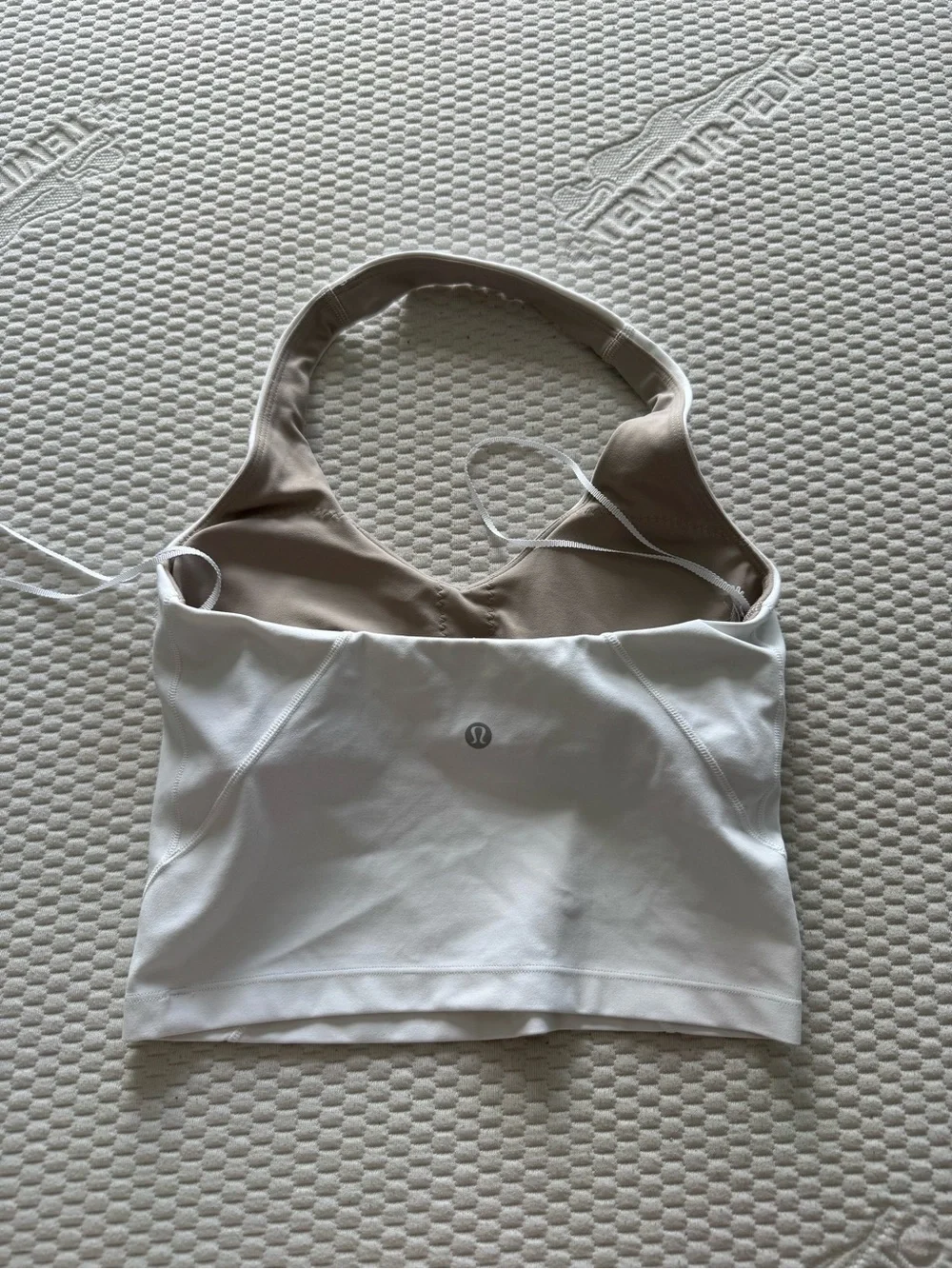 Lululemon White Open Back Halter Crop Top – Like New